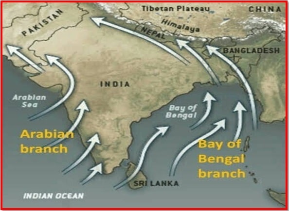 दक्षिणी-पश्चिमी मानसून की बंगाल की खाड़ी शाखा